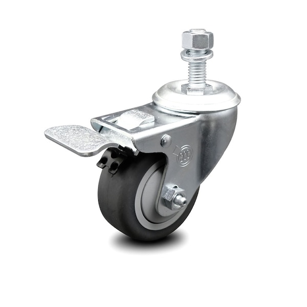 3.5 Inch Thermoplastic Rubber Swivel 1/2 Inch Stem Caster with Total Lock Brake